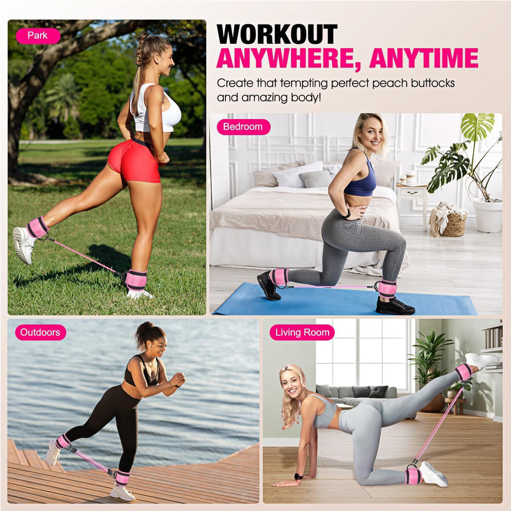 Ankle Resistance Bands with Cuffs for Leg & Glute Training
