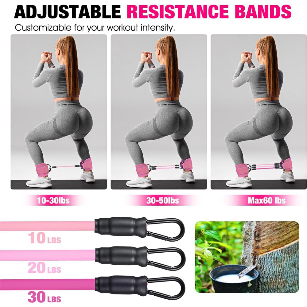 Ankle Resistance Bands with Cuffs for Leg & Glute Training